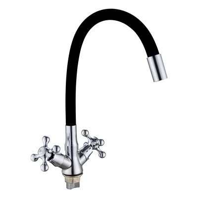 смеситель кухня Gota Rocio 1/2" керамика крест высокий черный излив кр.удл.гайка "Barcelona" G095532