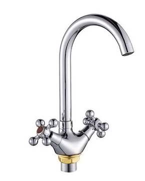 смеситель кухня Gota Rocio 1/2" керамика крест, толстый излив, гайка "Kreshel" G312310