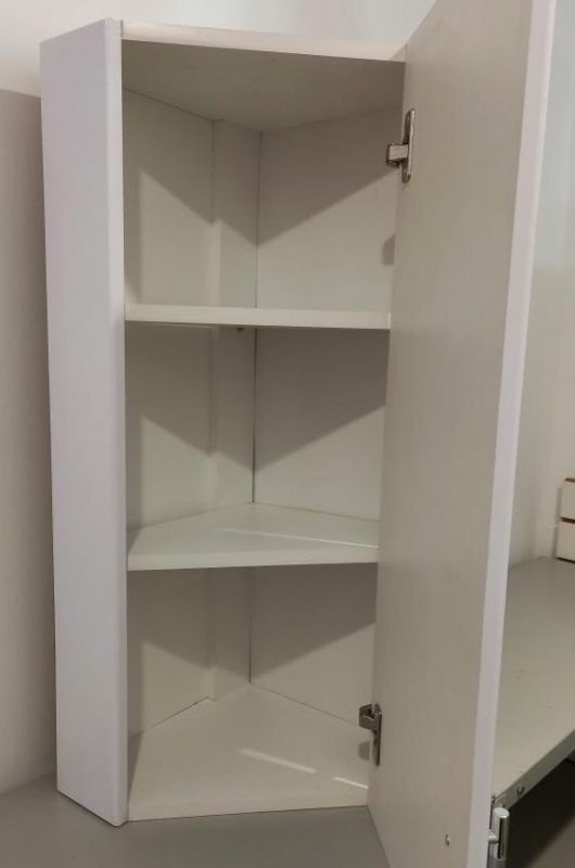 шкафчик для ванной угловой 800х320х320 (выс*шир*гл) 2 полки, дверца правая, белый