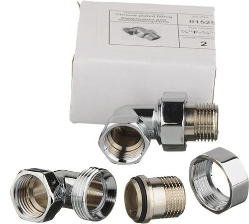 TERMA американка угловая 1/2" в/н хром для полотенцесушителя (пара) TRm 01525