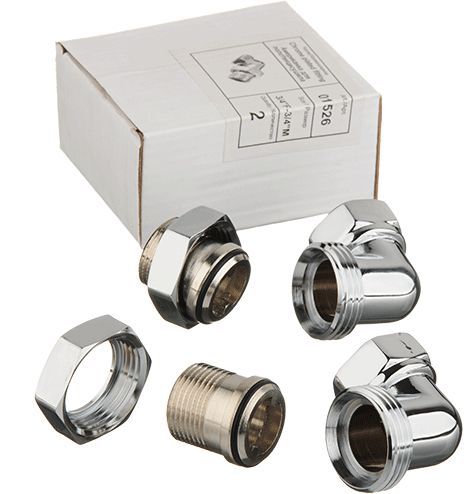 TERMA американка угловая 3/4" в/н хром для полотенцесушителя (пара) TRm 01526