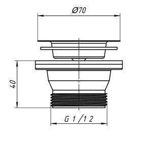 ANI выпуск для мойки 1.1/2" (40мм) резьба под гайку Ду40 арт.M100 (003035)