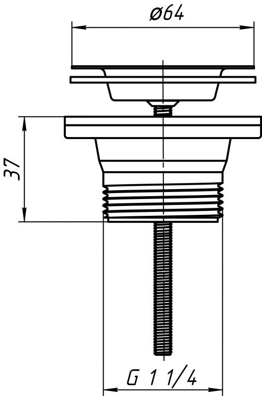 ANI выпуск для мойки 1.1/4" (32мм) резьба под гайку Ду32 арт.M200 (32196) (003034)