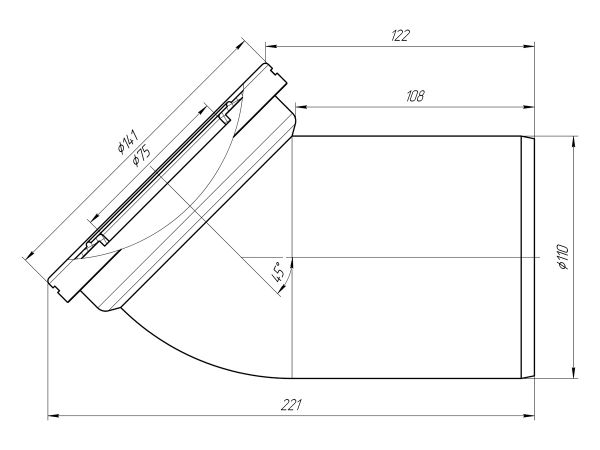 ANI труба фановая для унитаза Ду110*45 град арт.W4220 (32132)