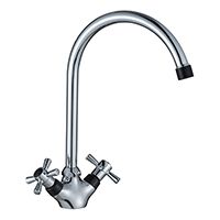 смеситель кухня "Decoroom" 1/2" крест керамика, высокий излив 20см. арт.DR46028-Black